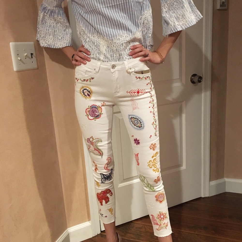 Rocks&Indigo embroidered skinny jeans